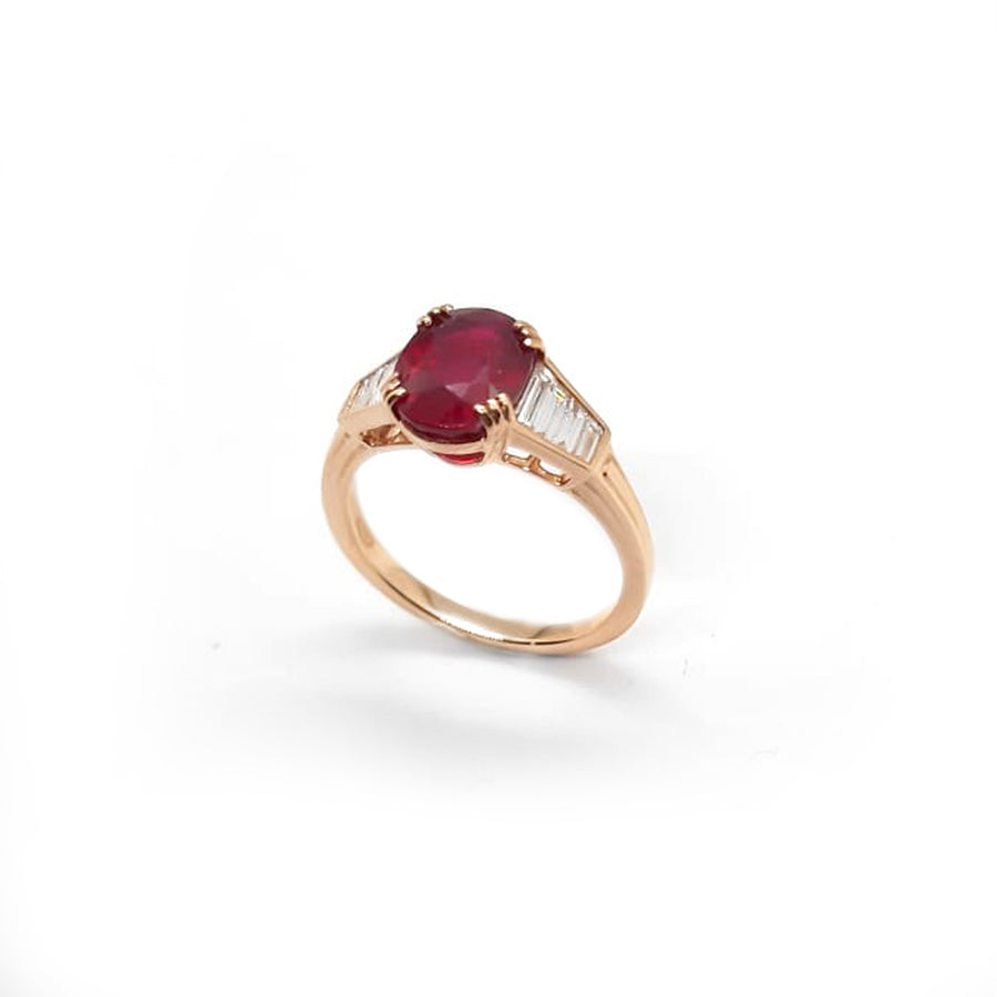 Anello  "Ruby and Diamonds" in oro giallo diamanti e rubino