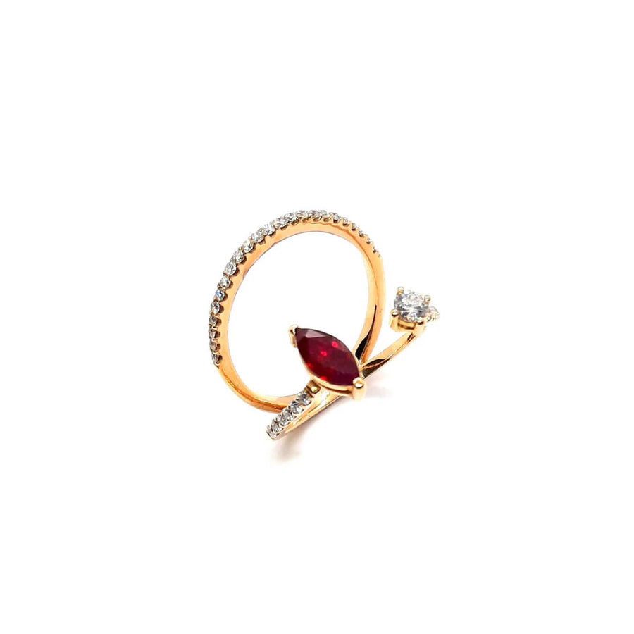 Anello "Double Effect" oro rubino e diamanti