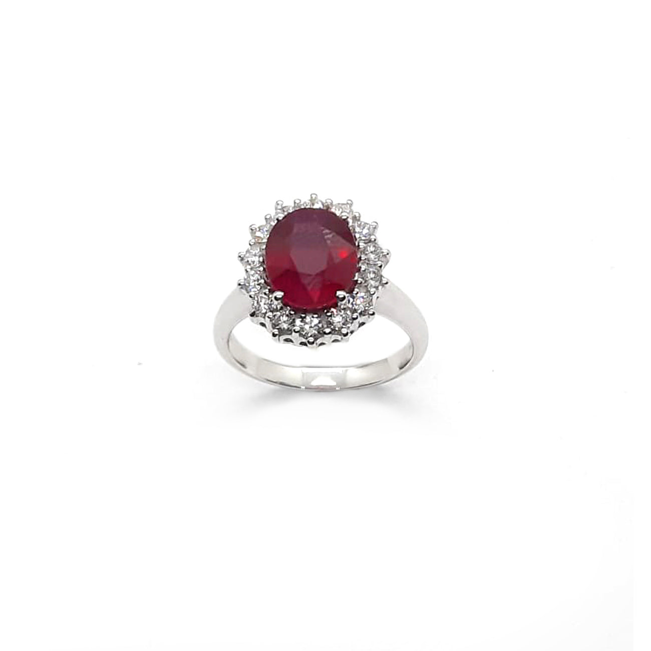 Anello "Kate Ruby" in oro bianco, diamanti e rubino