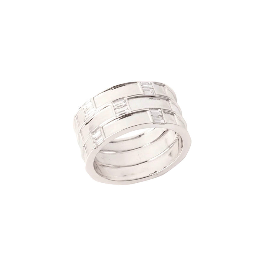 Anello uomo "Fascia" in oro con diamanti baguette
