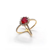 Anello "Ruby Crossover" in oro, diamanti e rubino