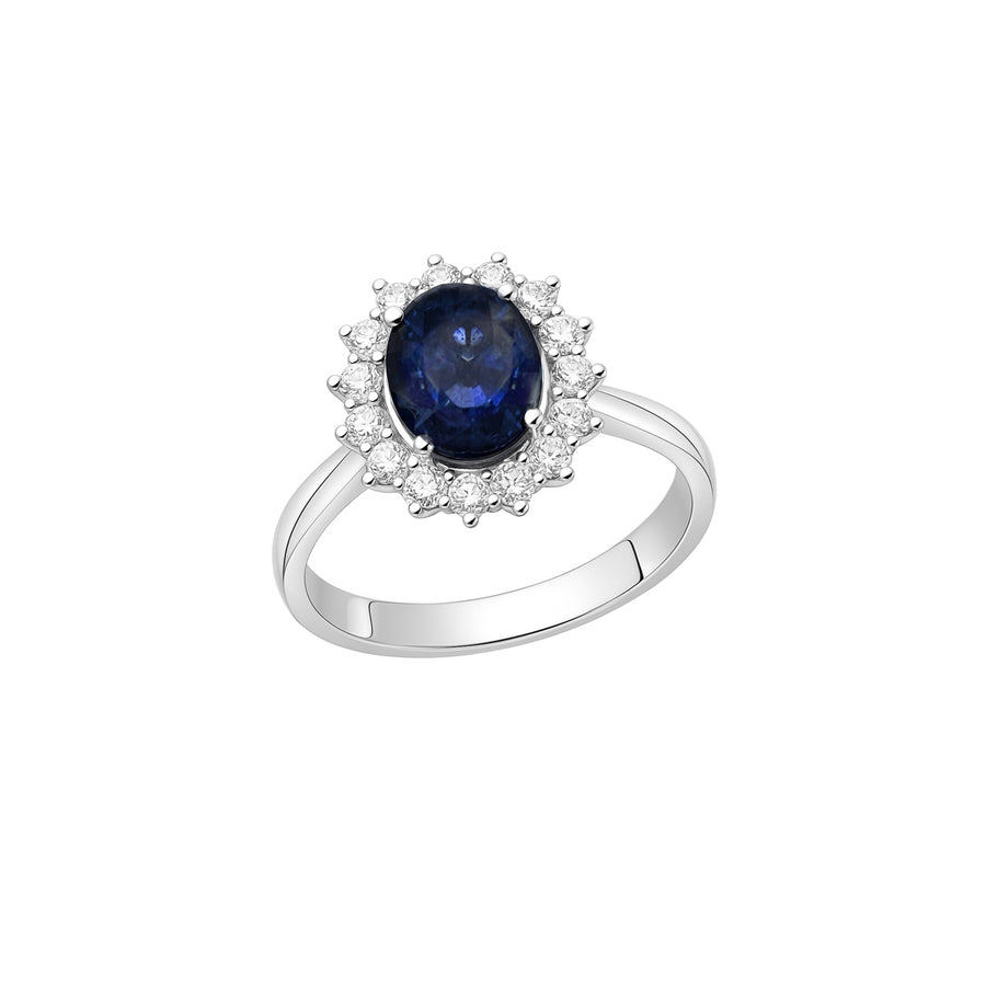 Anello "Fiamma di Ghiaccio" in oro bianco 18k e zaffiro