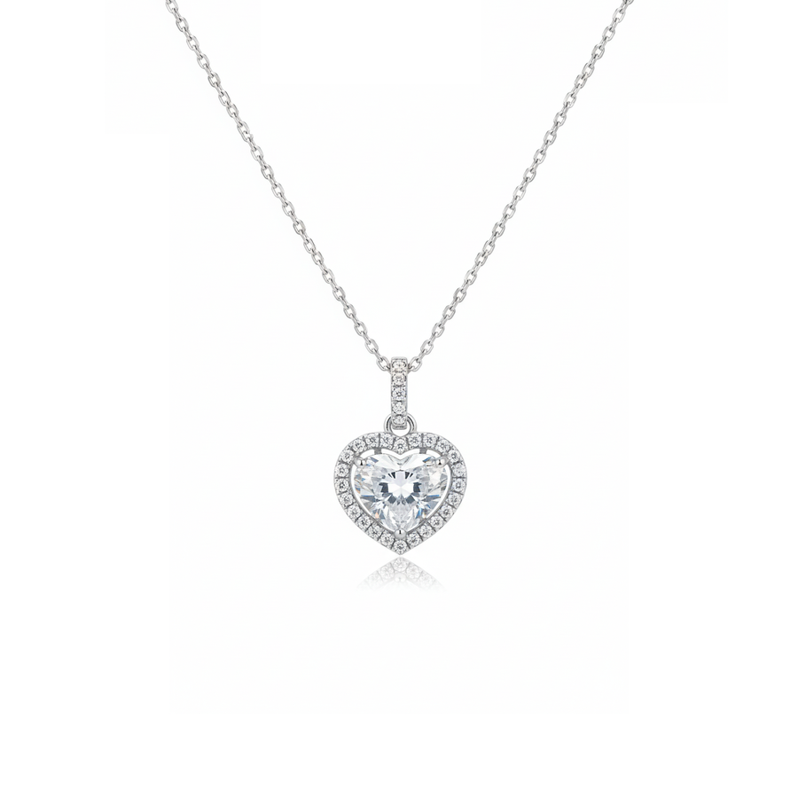 Ciondolo "White Heart" in Argento 925