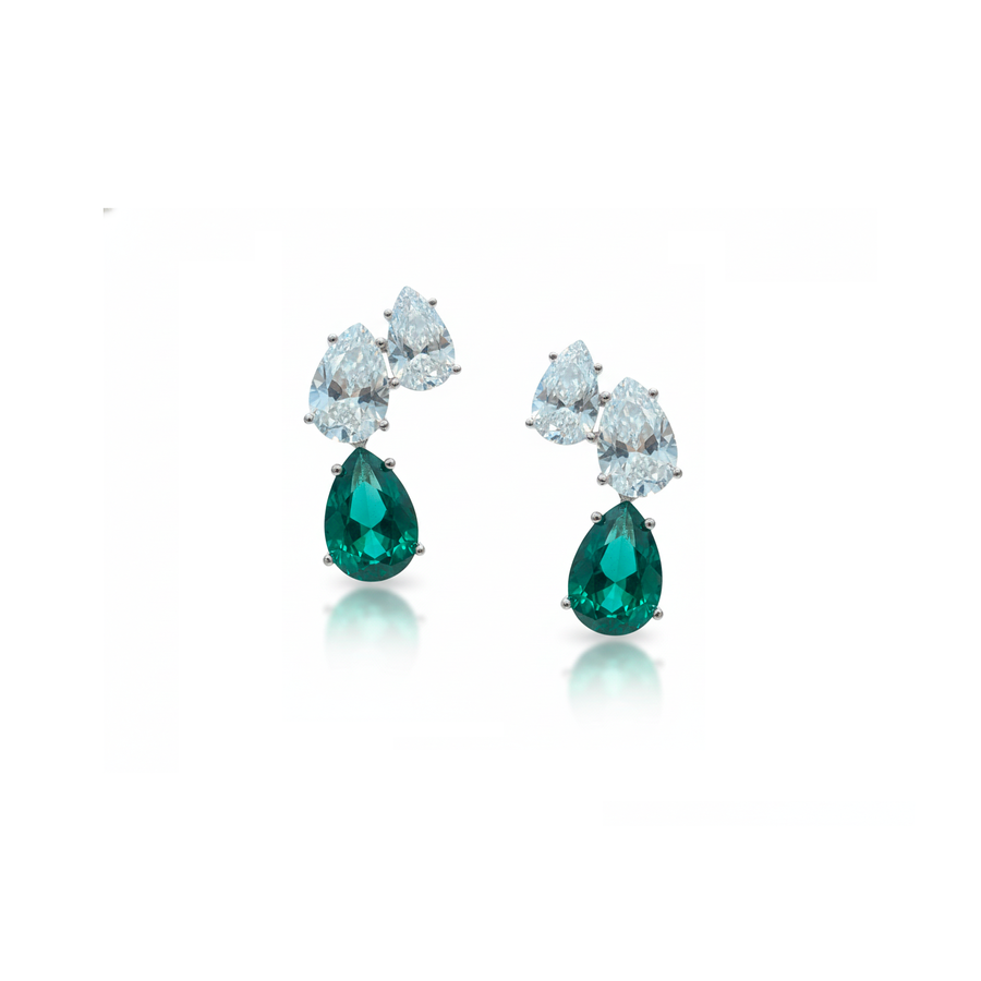 Orecchini "Gocce di Luce Verdi" in argento 925