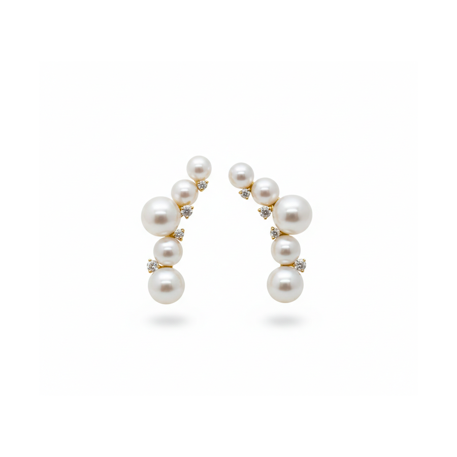 Orecchini "Royal Akoya"in oro, diamanti e perle akoya