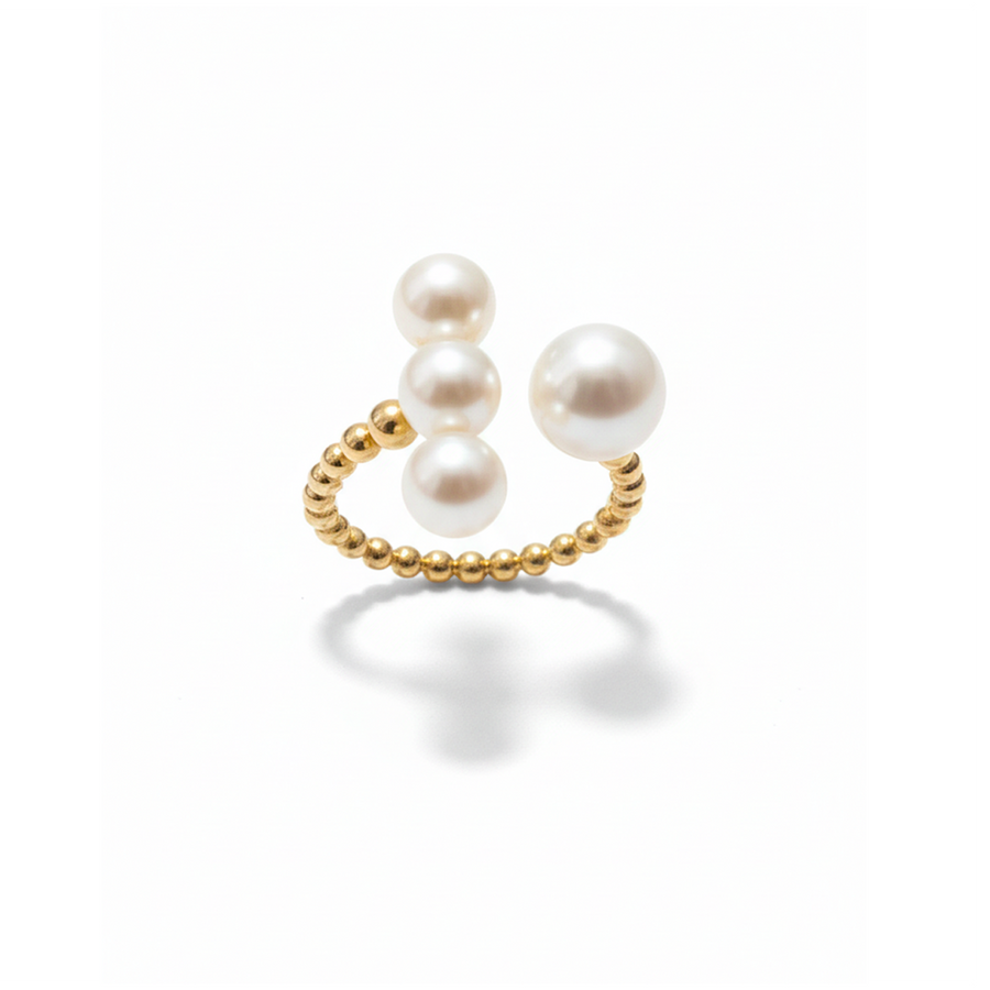 Anello "White Harmony" in oro e perle giapponesi