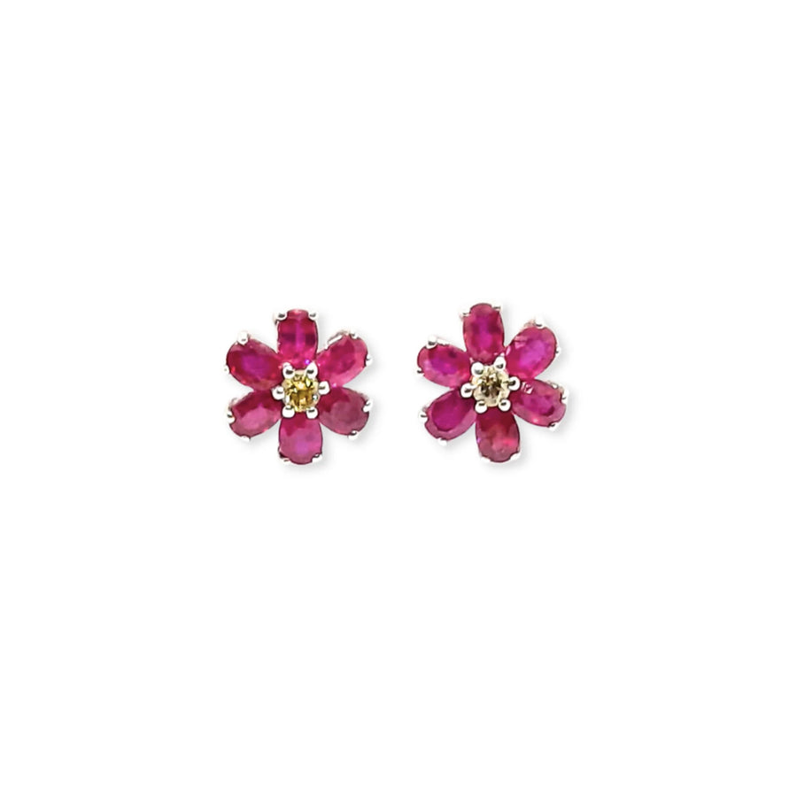 Orecchini "Lovely Flower" oro rubini e diamanti