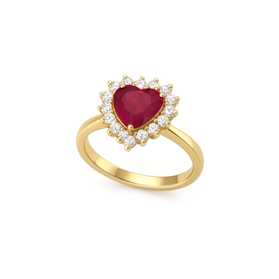 Anello "Cuore prezioso" in oro e rubino