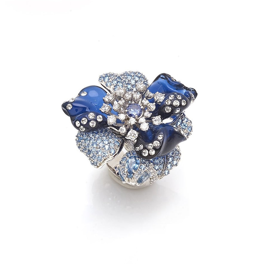 Anello "Flower Power" Blue Argento 925