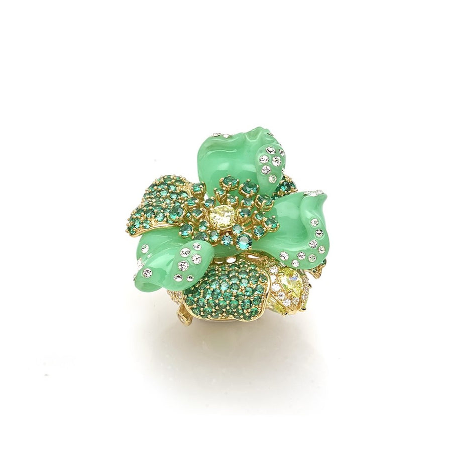 Anello "Flower Power" Green Argento 925