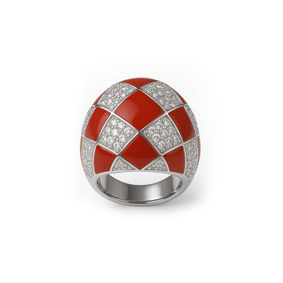 Anello "red and silver" Argento 925