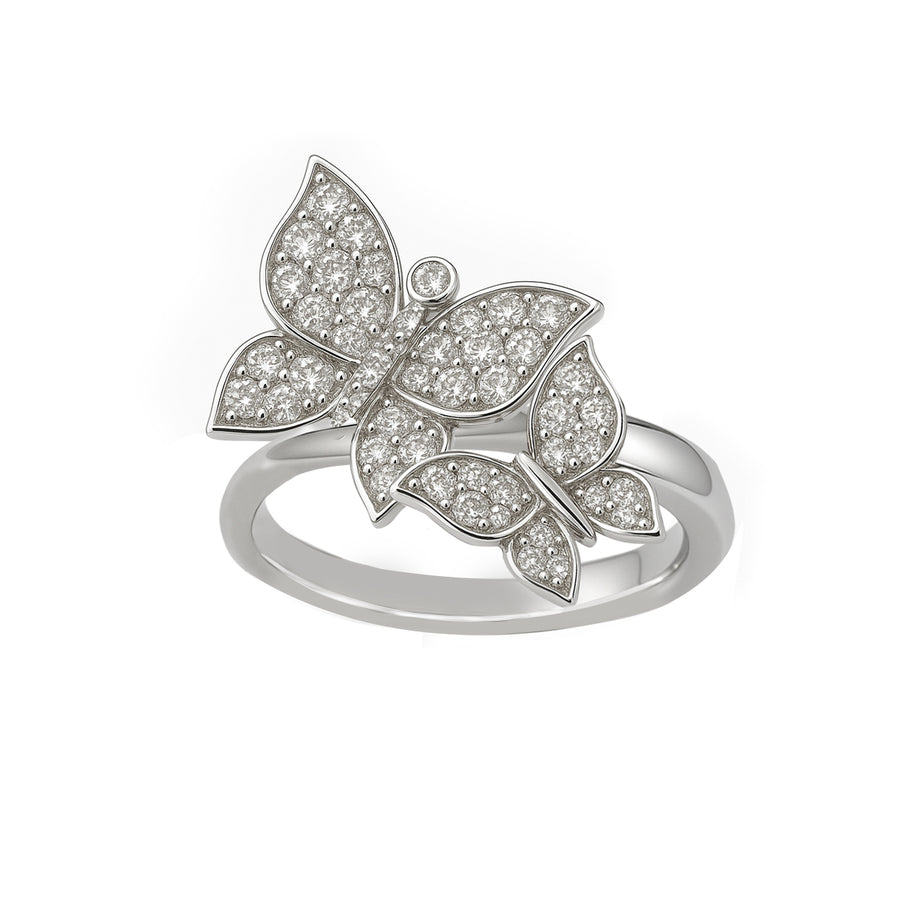 Anello "Diamond Butterflies" in oro bianco 18K e Diamanti