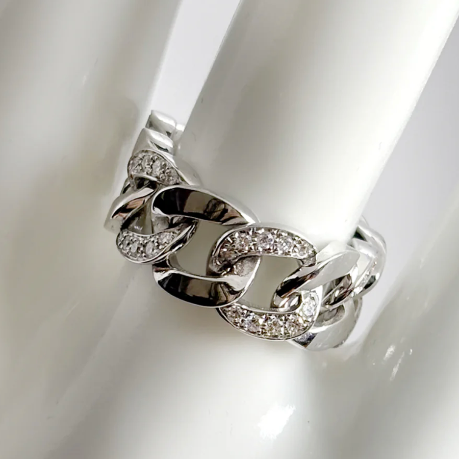 Anello "Groumette" in oro bianco 18K e Diamanti