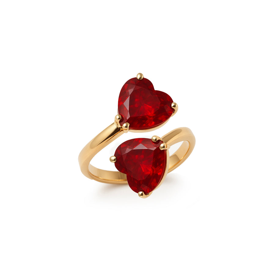 Anello "Cuori di fuoco" in oro e rubino