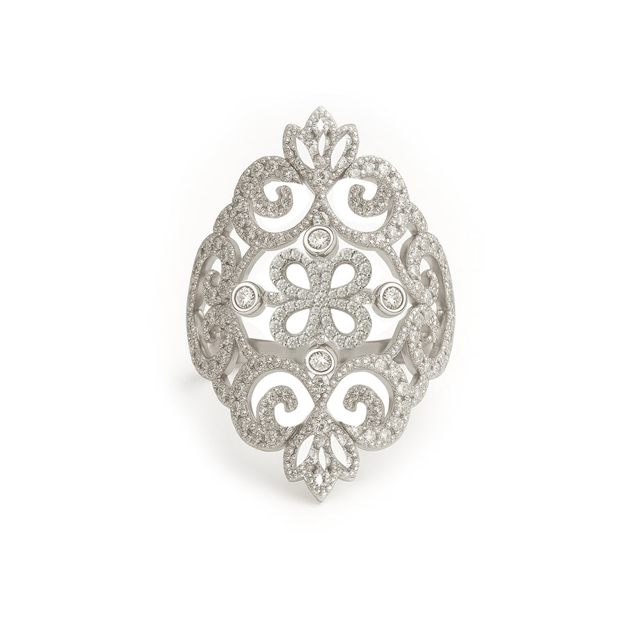 Anello "Arabesque" in oro bianco 18K e Diamanti
