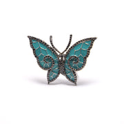Anello "light blue butterfly" in argento 925 e cubic zirconia
