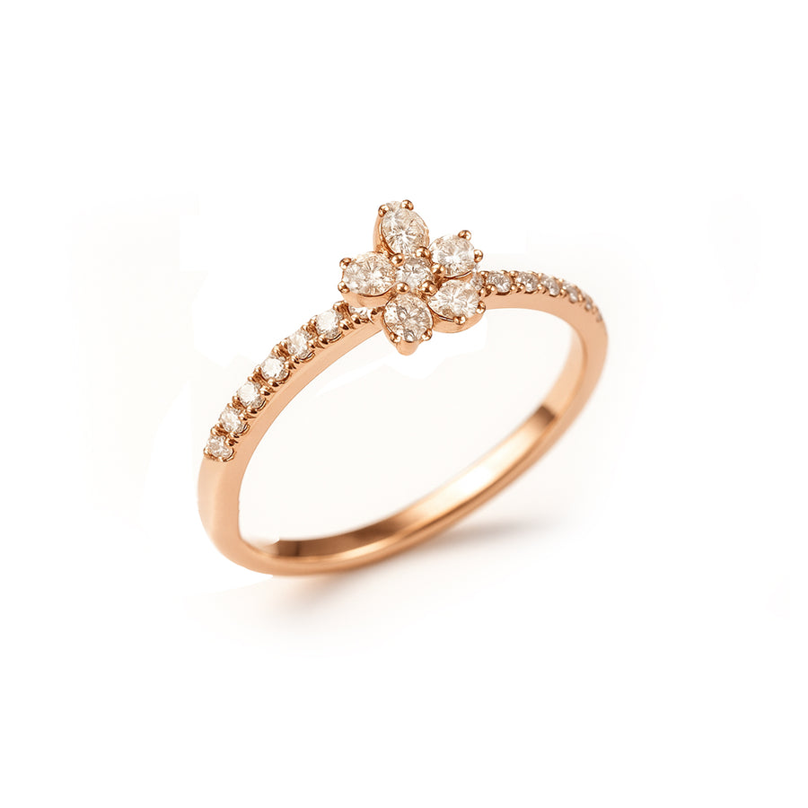 Anello "Fior di Luce" in rosa 18K e Diamanti