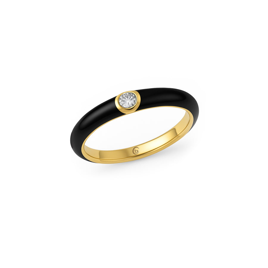 Anello "Black Circle" in oro e smalto