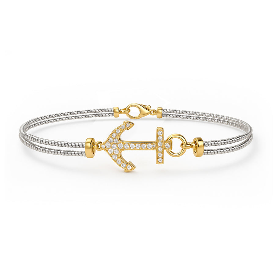 Bracciale uomo "Anchor" Oro bianco, giallo e diamanti