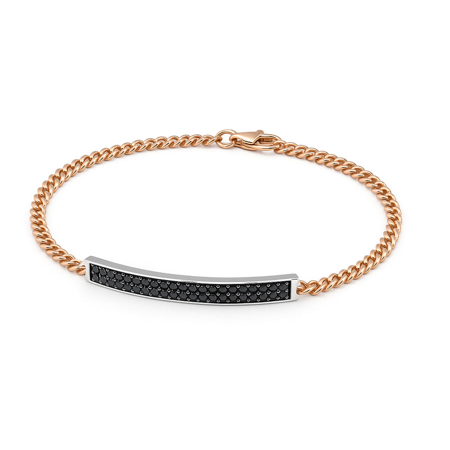 Bracciale uomo "Eclissi Rosa" in oro rosa e diamanti neri
