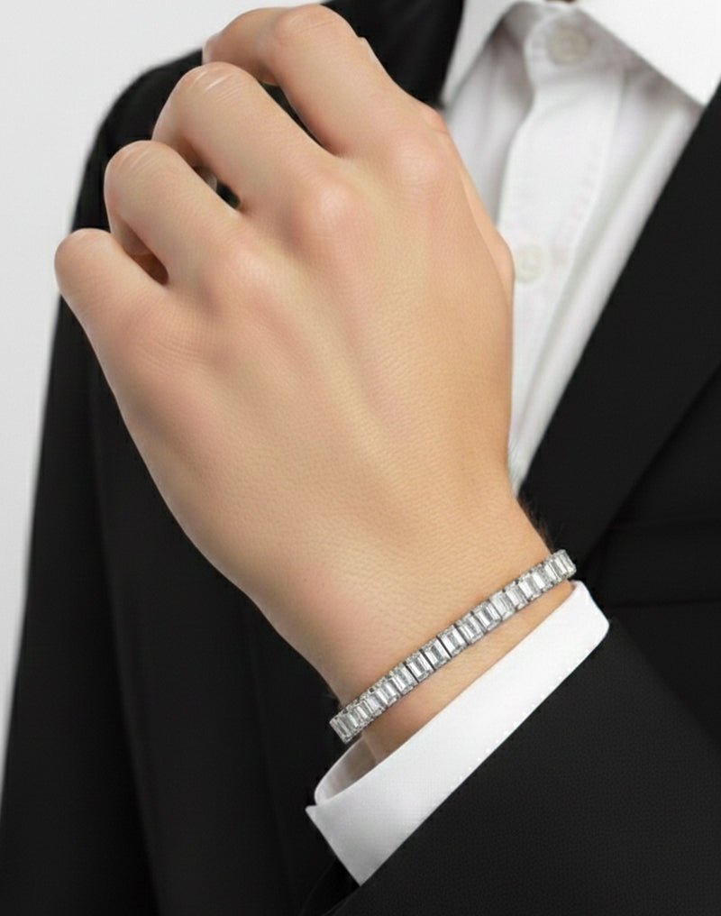 Bracciale tennis da uomo in Argento 925