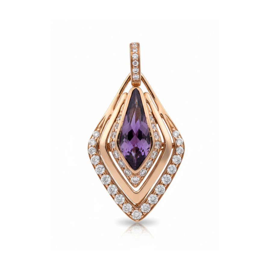 Ciondolo "Full Bloom" in oro, diamanti e ametista