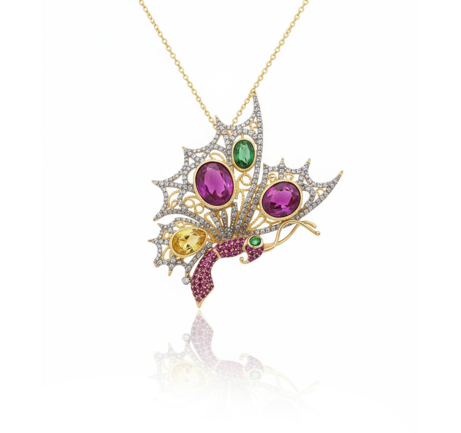 Collana "Ali di Luce" in Argento 925 e pietre semipreziose