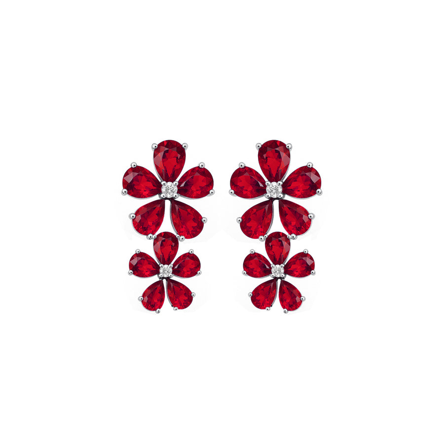 Orecchini "red little flowers" in argento 925