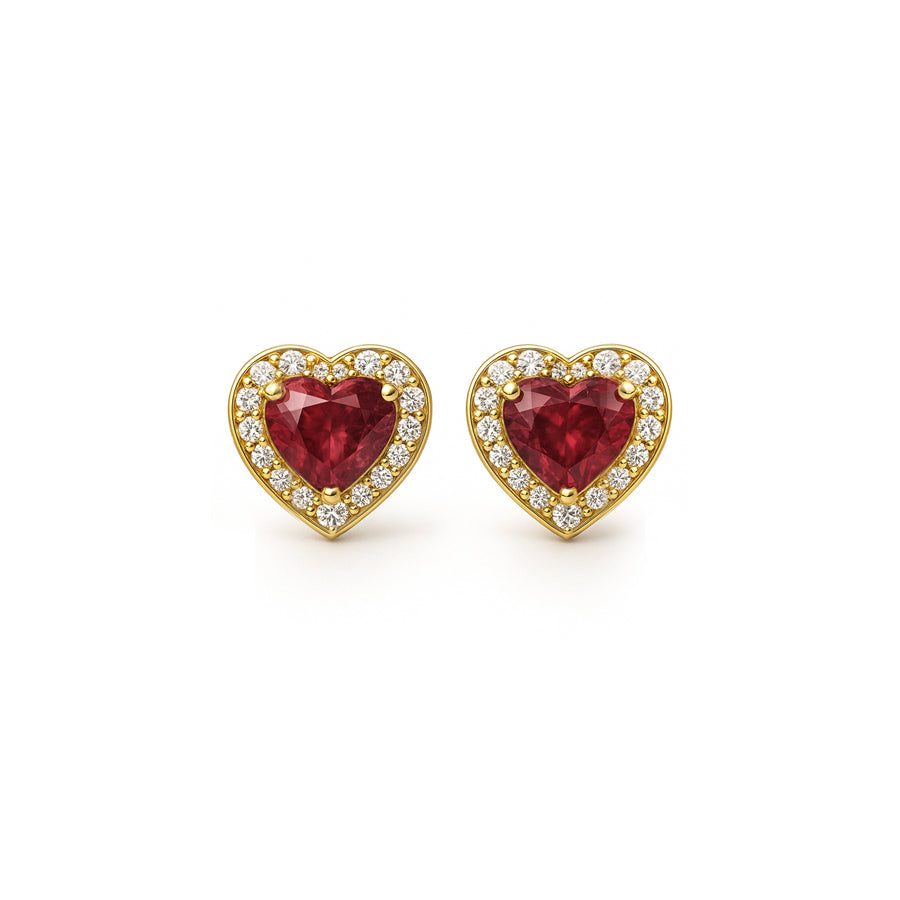 Orecchini "Heartfelt Radiance" oro rubini e diamanti