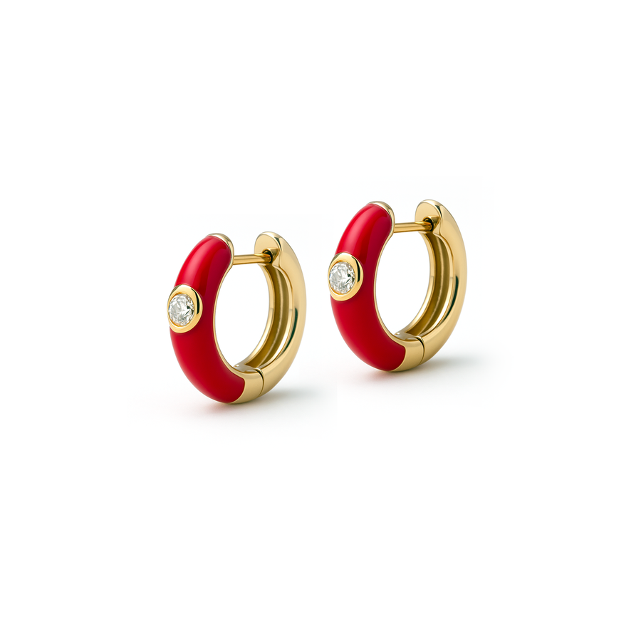 Orecchini "Red Circle" in oro e diamanti