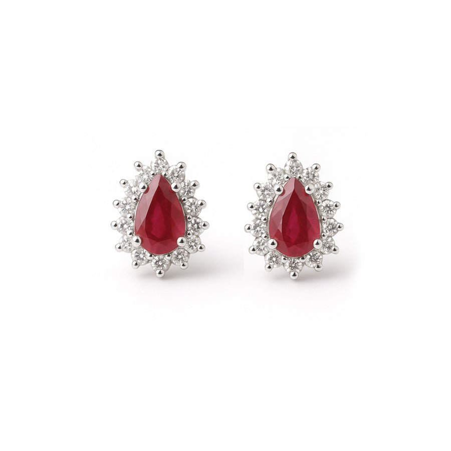 Orecchini "Ruby Teardrop" oro, rubuni e diamanti