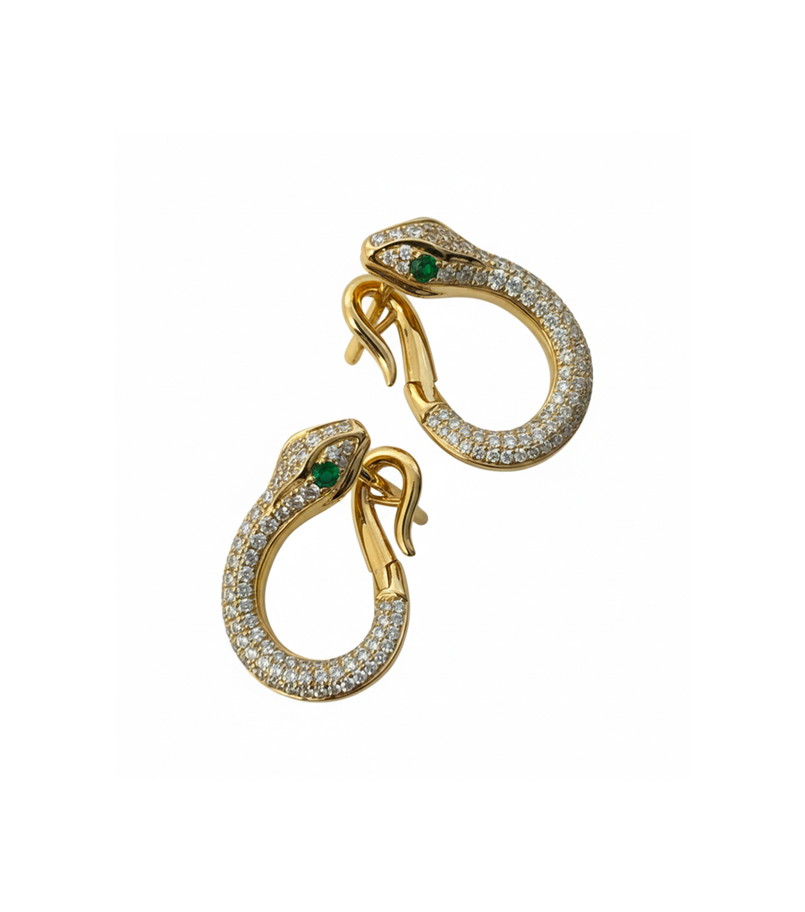 Orecchini "Snakes & Tsavorite" in oro e tsavorite