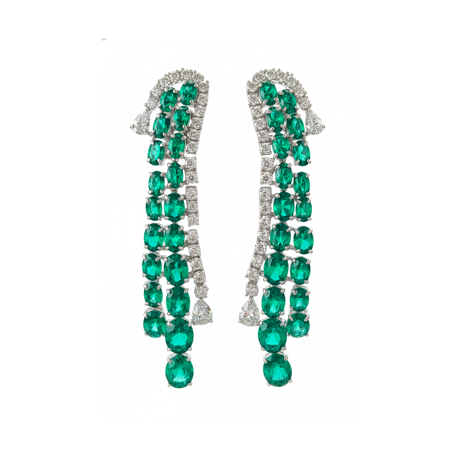 Orecchini "Green Cascade" in argento 925