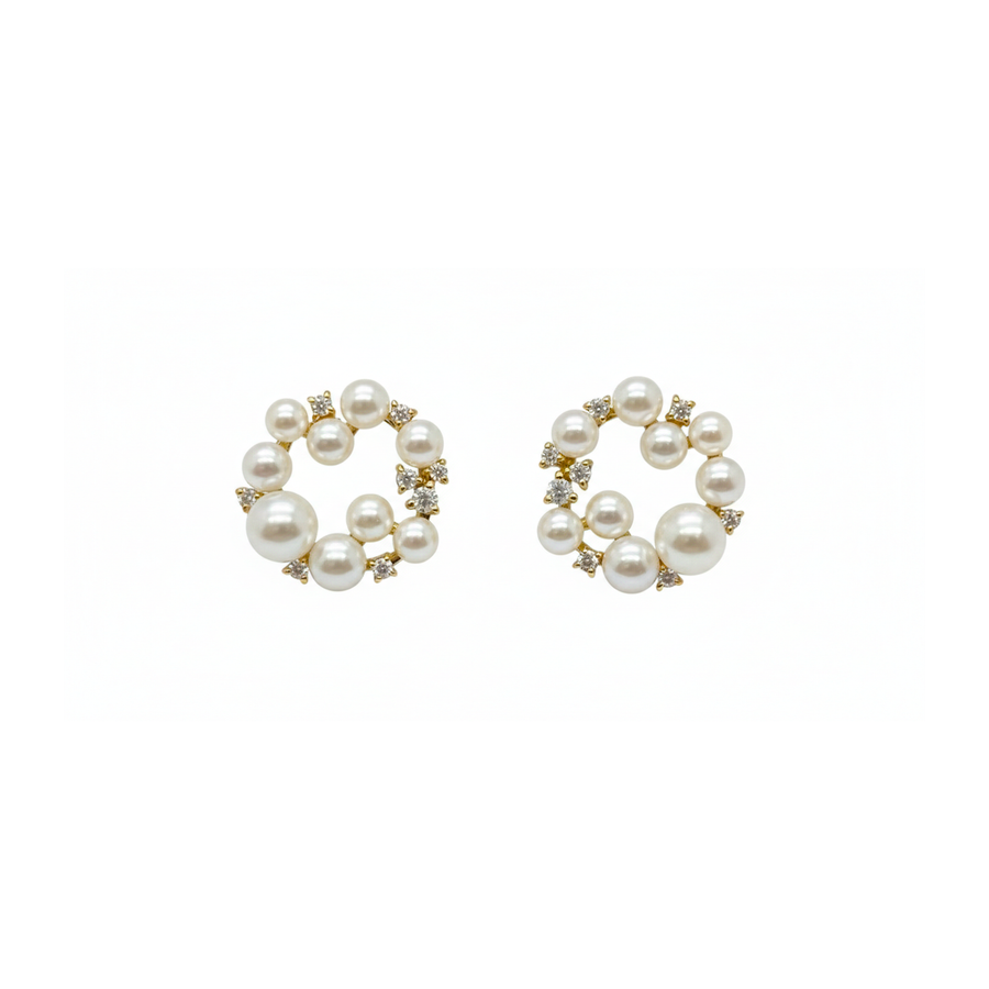 Orecchini "Pearl Bouquet"in oro, diamanti e perle akoya