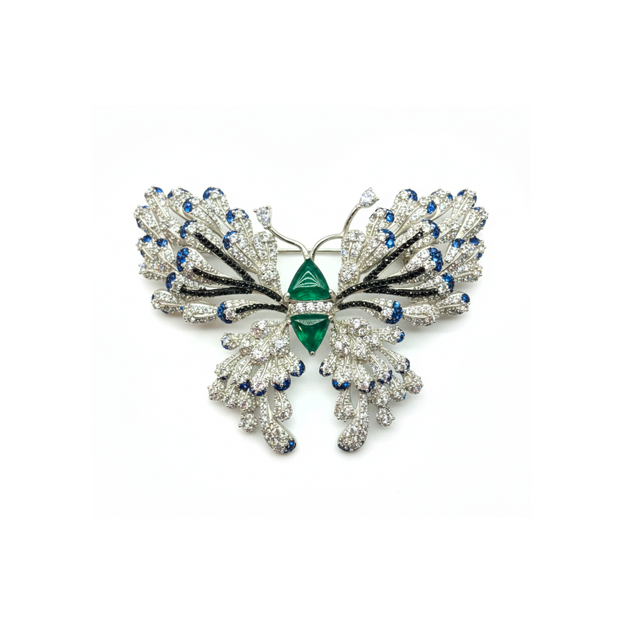 Spilla "Green Butterfly" in argento cubic zirconia