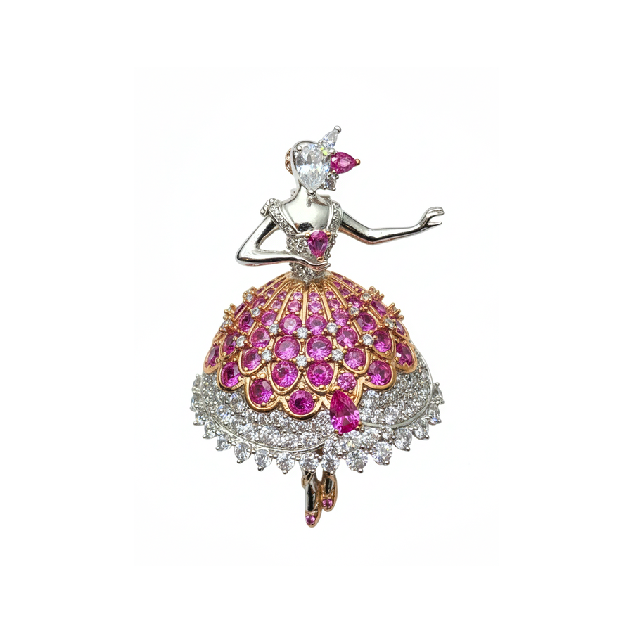 Spilla "Dancing Ballerina" in argento cubic zirconia