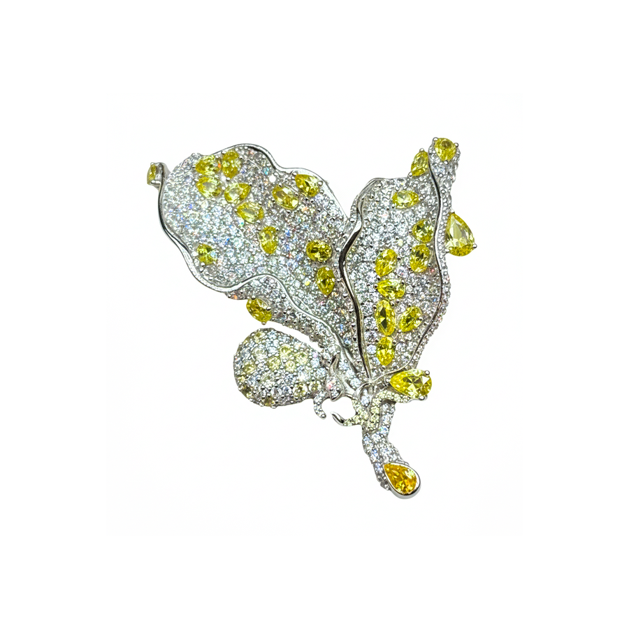 Spilla "Yellow Leaf" in argento cubic zirconia