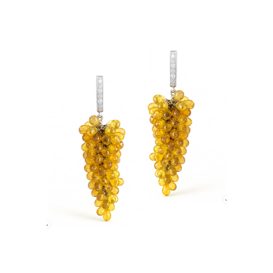 Orecchini "Yellow Bunch of Grapes" in oro e zaffiri colorati